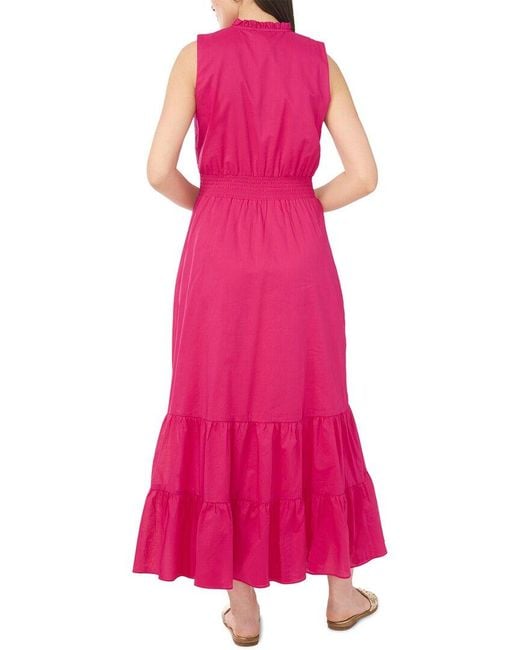 Vince Camuto Pink Cotton Tiered Maxi Dress
