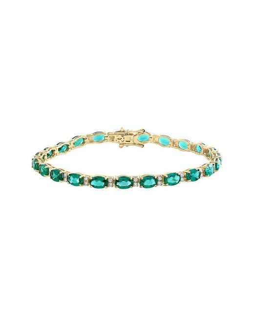 Effy Fine Jewelry Green 14K 9.48 Ct. Tw. Lab-Grown Diamond & Lab-Grown Emerald Bracelet