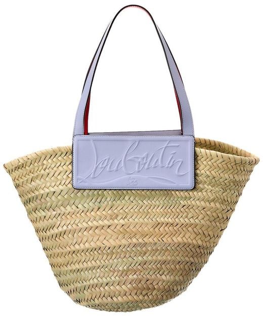 Christian Louboutin Metallic Loubishore Straw & Leather Tote