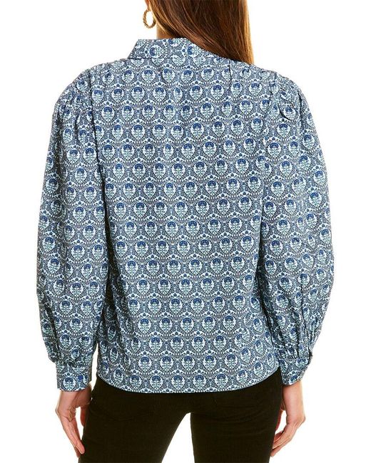 Garrie B Blue Crepe Blouse