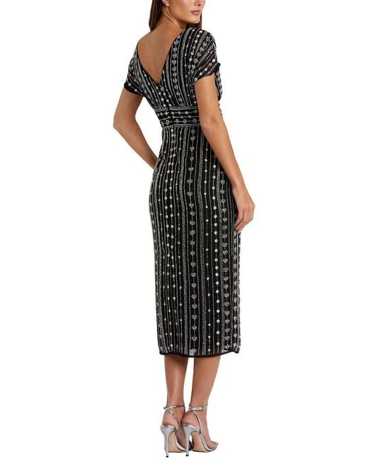 long empire waist dress White Color Blocking Empire Waist Long Sleeves V Neck Wedding Guest Dress, White / M main image 1
