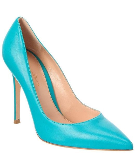 Gianvito Rossi Blue 100 Leather Pump