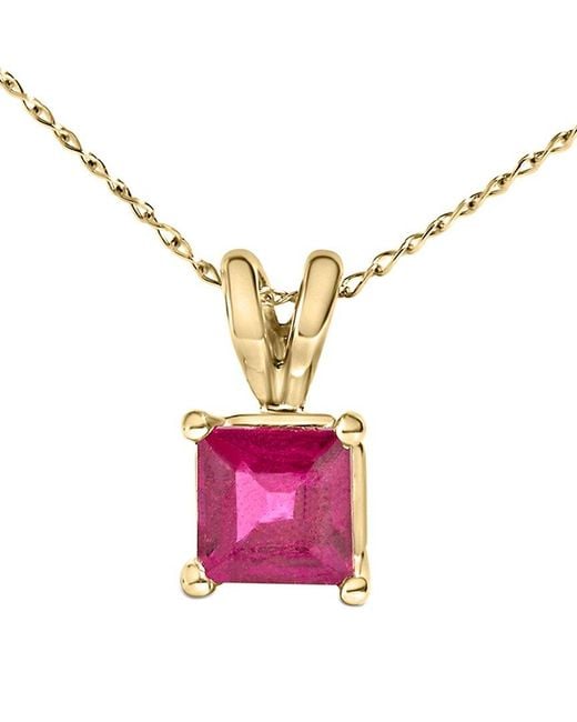 Haus of Brilliance Pink Colorful Gemstones 14K 0.65 Ct. Tw. Ruby Pendant Necklace