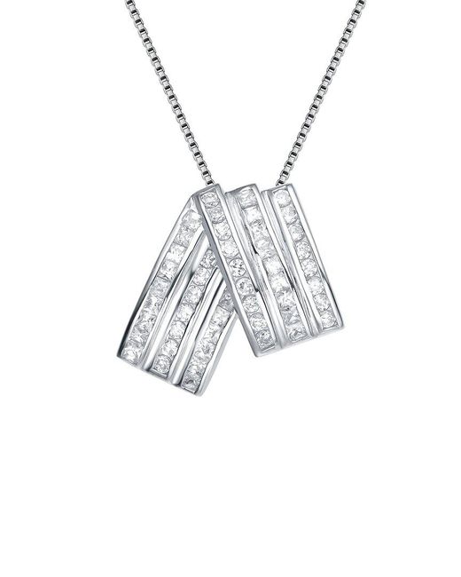 Genevive Jewelry White Silver Cz Pendant