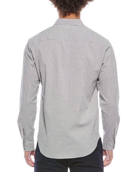 Theory Gray Rammy Micro Grid Shirt for men