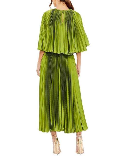 Mac Duggal Green Pleated Caplet T-Length Gown Dress