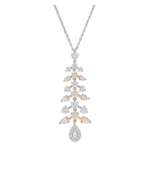 Rina Limor White 14K Two-Tone 1.05 Ct. Tw. Diamond Floral Necklace