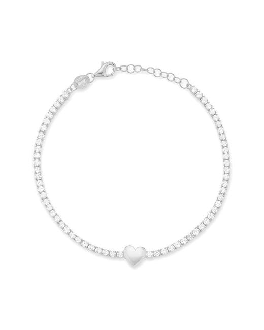 Glaze Jewelry White Silver Cz Heart Tennis Bracelet