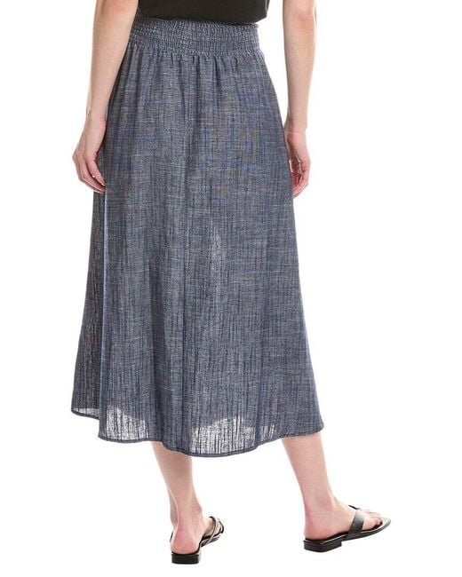 NVLT Blue Linen-Blend Embroidered Skirt
