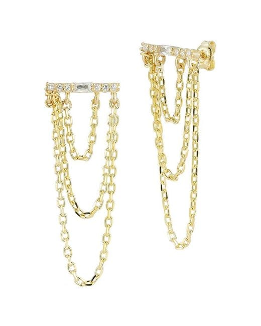 Sphera Milano White 14k Over Silver Cz Chain Earrings
