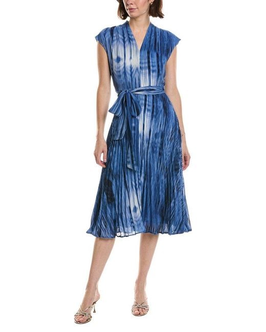 Tahari Blue Sleeveless Midi Dress