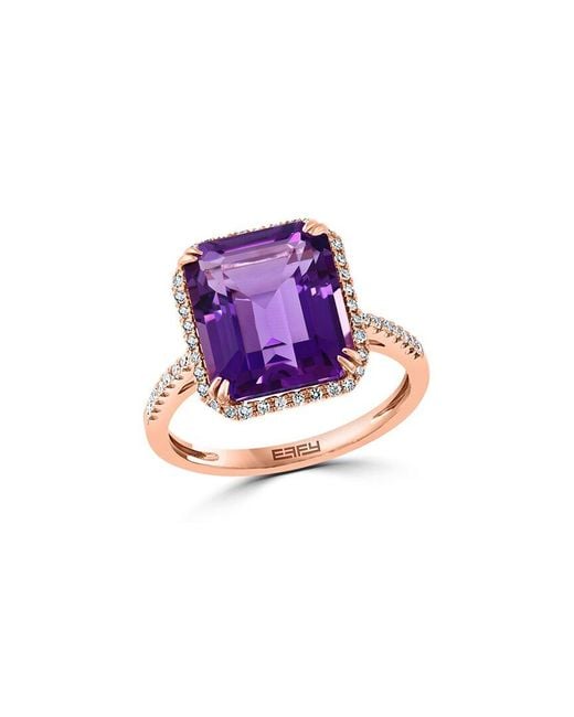 Effy Fine Jewelry Purple 14K Rose 5.94 Ct. Tw. Diamond & Amethyst Ring