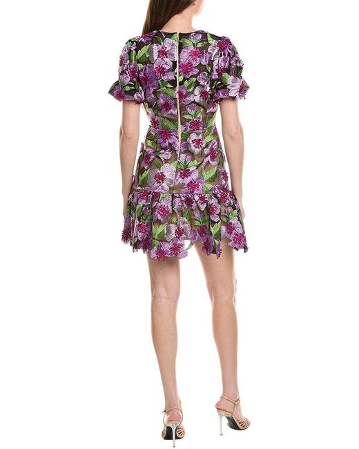 MILLY Yasmin 3D Embroidered Mini Dress