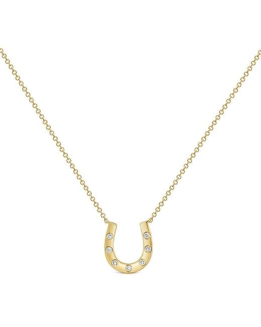Sabrina Designs Metallic 14K 0.08 Ct. Tw. Diamond Horse Shoe Necklace