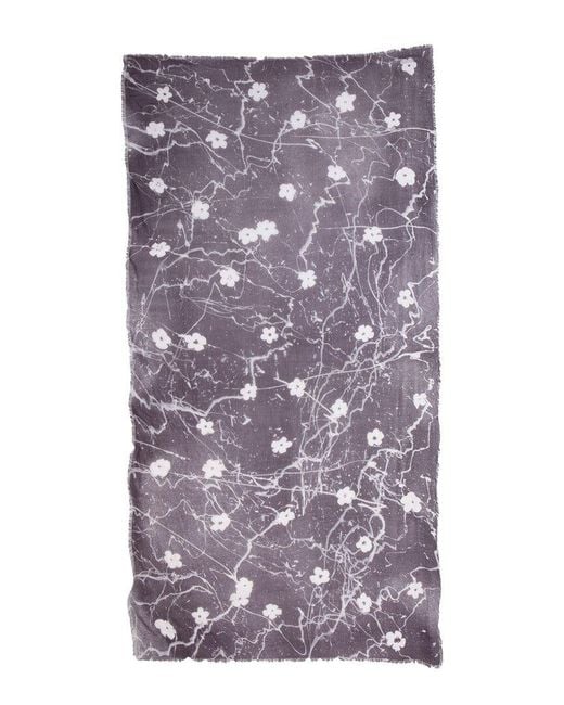 Blue Pacific Purple Floral Fade Cashmere-Blend Scarf