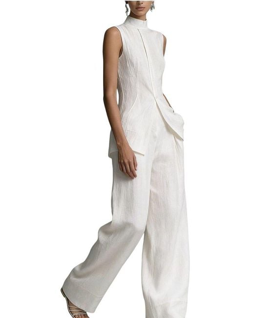 Olivia Taylor White 2Pc Top & Pant Set