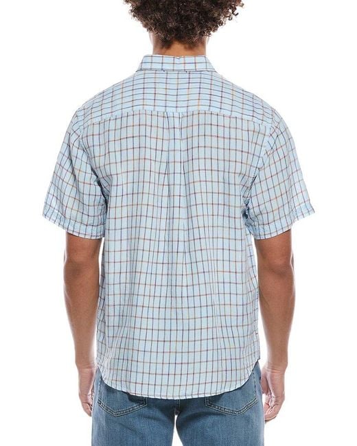 Tommy Bahama Blue Manati Plaid Linen-Blend Shirt for men
