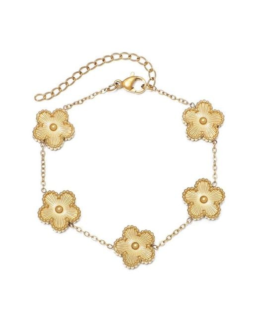 Adornia Metallic 14K Plated Stainless Steel Tarnish-Resistant 5-Leaf Clover Station Bracelet