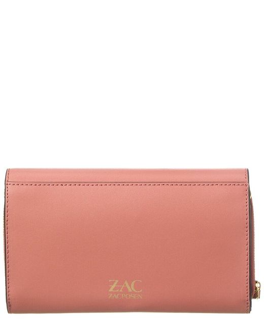 Zac Posen Pink Earthette Convertible Leather Wallet Crossbody