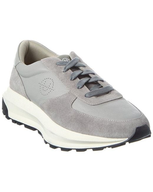 Reiss Gray Unseen Footwear Trinity Stamp Leather & Suede Sneaker for men