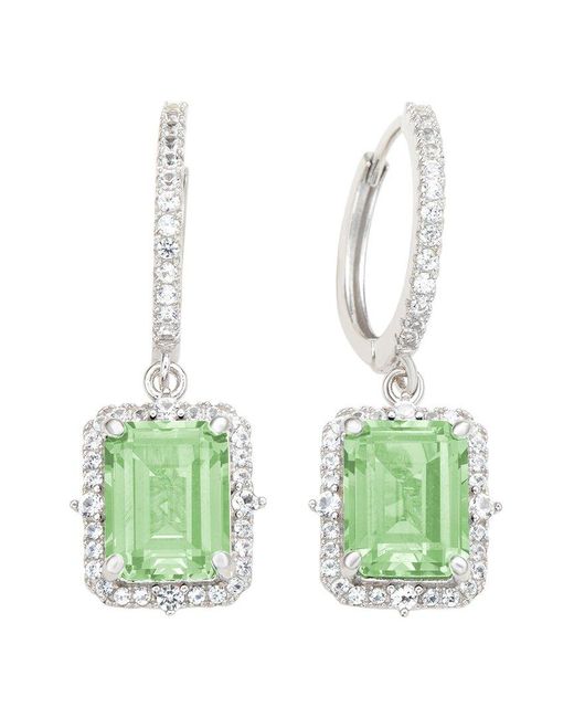 Suzy Levian Green 0.02 Ct. Tw. Diamond & Gemstone Halo Dangling Earring