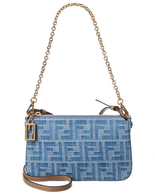 Fendi Denim Leather Pouch Bag in Blue Lyst