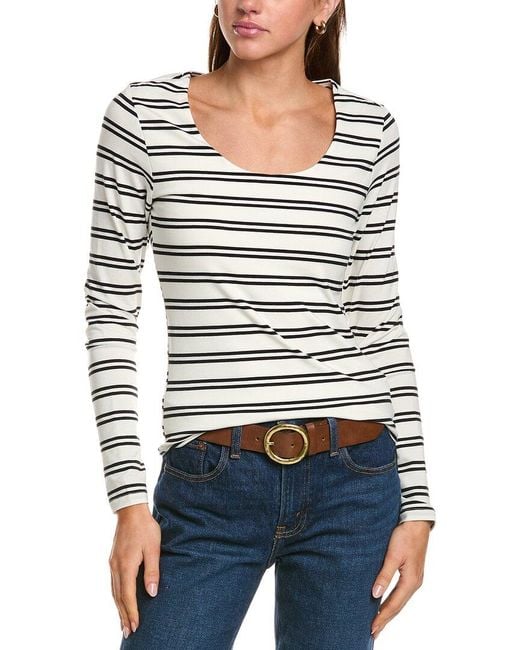 Three Dots Black Double Layer Front Panel T-Shirt