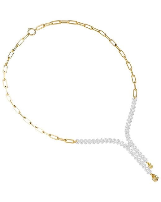 Lab Grown Diamonds White 18K Vermeil 4.12 Ct. Tw. Lab-Grown Diamond Drop Necklace