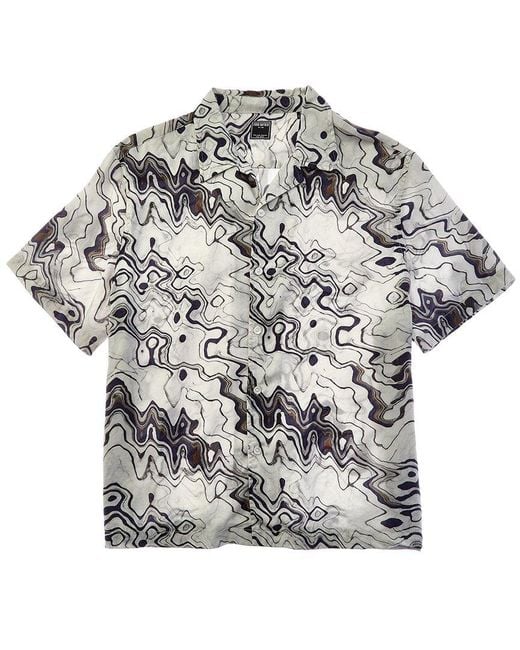 Todd Snyder Gray Tonal Marble Print Camp Collar Shirt for men
