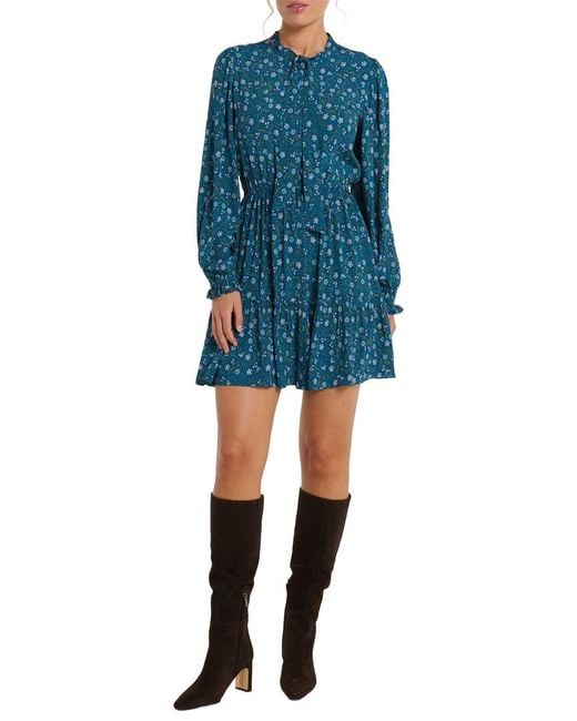 Hermoza Blue Lee Collared Mini Dress