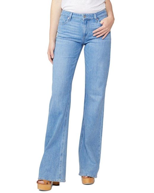 PAIGE Blue Denim Sabine Radical Low-rise Wide Leg Jean