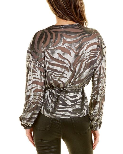 IRO Gray Nurat Silk-Blend Wrap Top