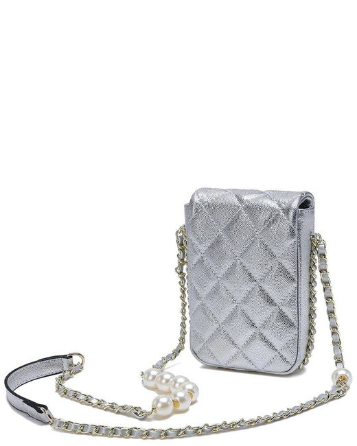 Tiffany & Fred Paris Gray Quilted Leather Crossbody