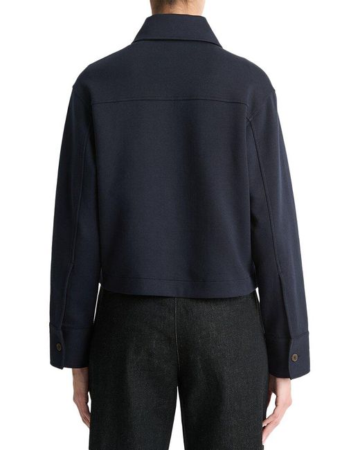 Vince Blue Cropped Wool-Blend Jacket