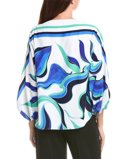 Joseph Ribkoff Blue Balloon Sleeve Blouse