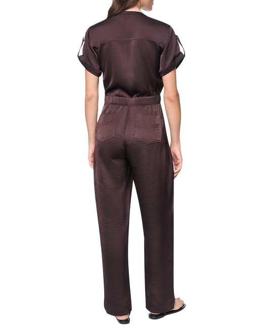 DKNY Brown Roll Tab Contrast Jumpsuit