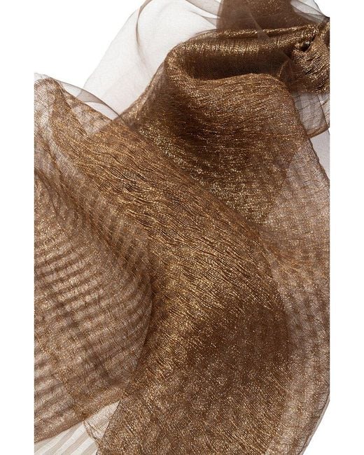 Saachi Brown Striped Sparkle Silk Sheer Wrap