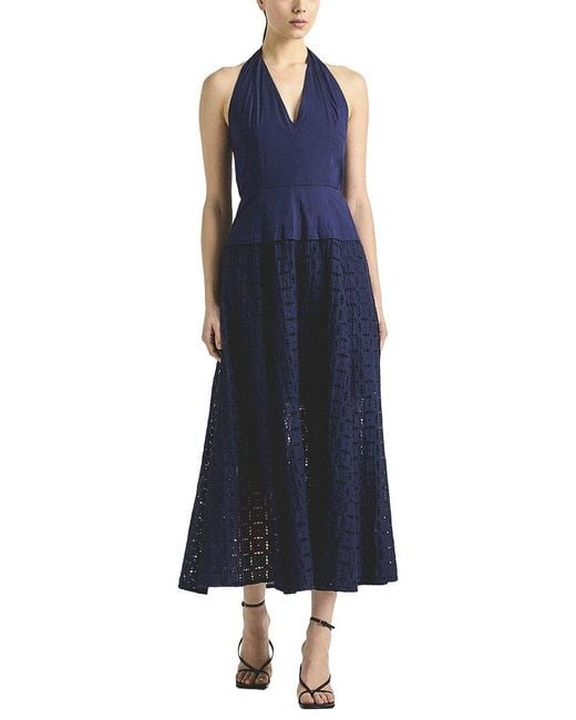 10 Crosby Derek Lam Blue Maris Eyelet Halter Dress