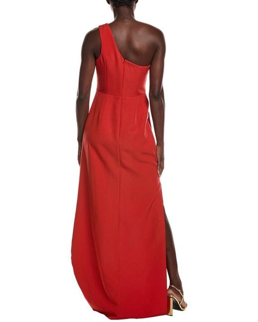 Rene Ruiz Red One-Shoulder Crepe Gown