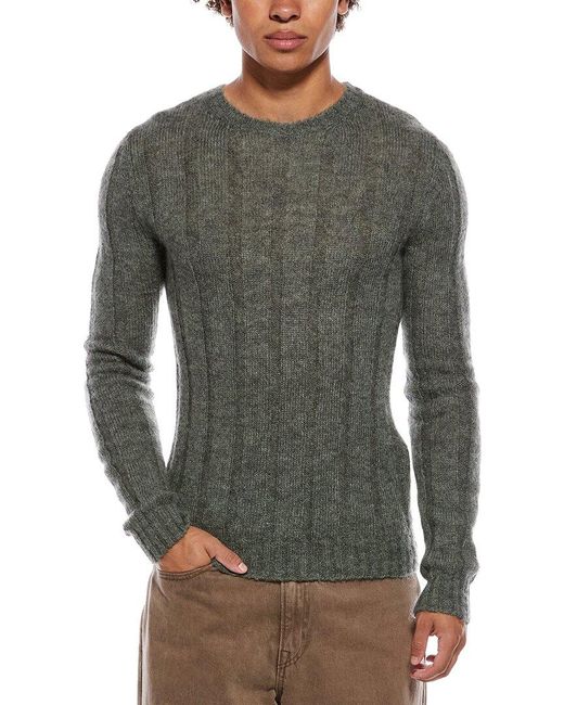 Valentino Gray Mohair & Wool-Blend Crewneck Sweater for men