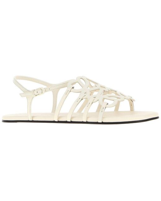 Loewe White Petal Anagram Leather Sandal
