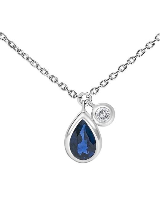 Haus of Brilliance Blue Colorful Gemstones 14K 0.60 Ct. Tw. Diamond & Sapphire Solitaire Necklace