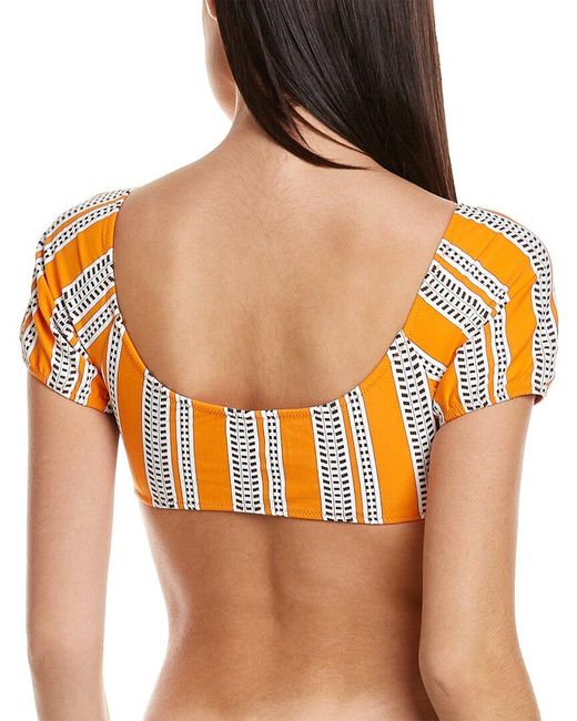 Lemlem Orange Amira Pouf Bikini Top