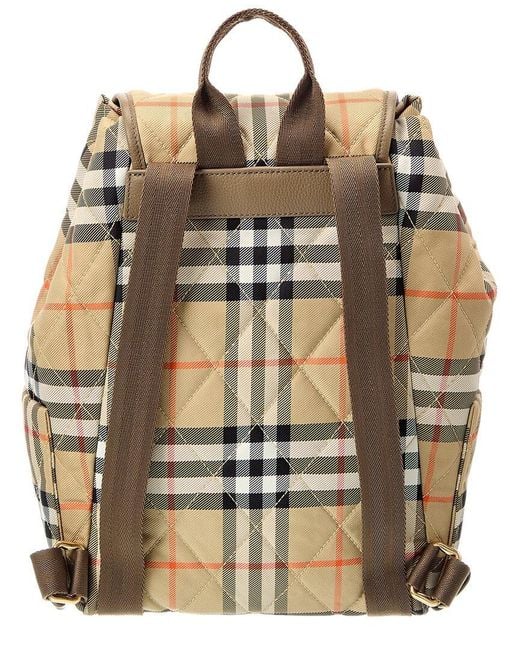 Burberry Natural Horseshoe Quilted Canvas & Leather Backpack