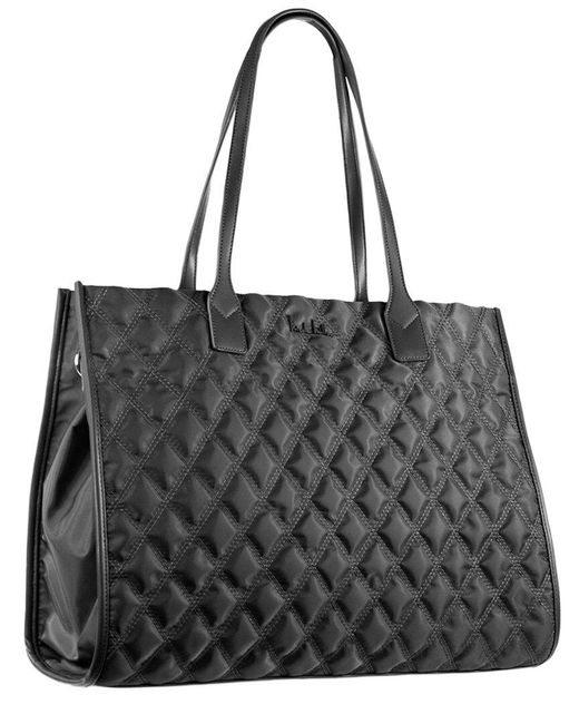 Nicole Miller Black Quilted Nylon Tote