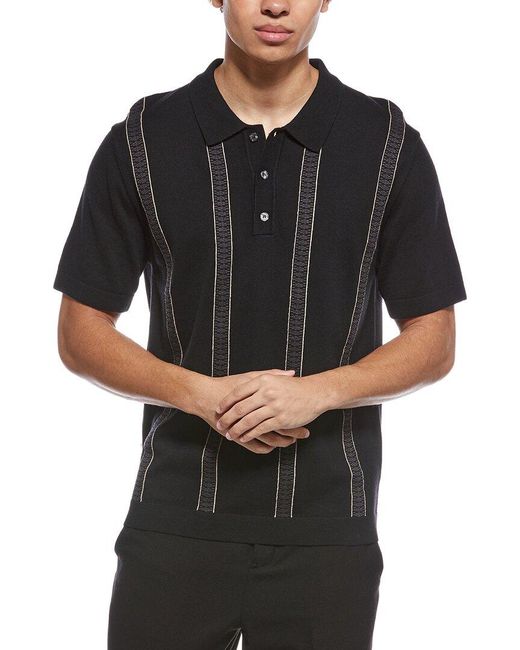 Truth Black Striped Polo Sweater for men
