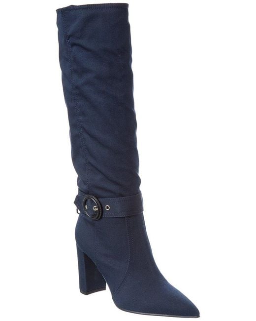 Gianvito Rossi Blue Sanders 85 Gabardine Knee-High Boot