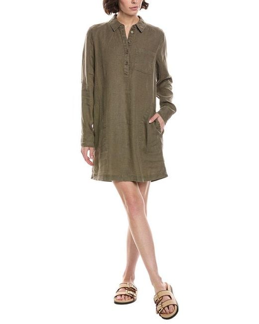 Michael Stars Green Eleanor Utility Linen Shirtdress