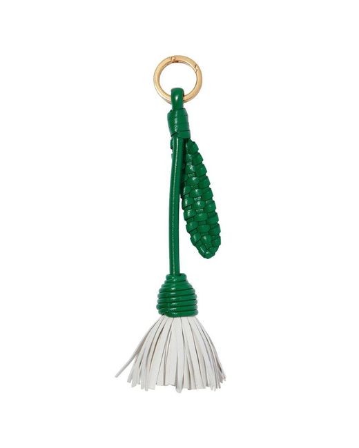 Bottega Veneta Green Leather Keychain