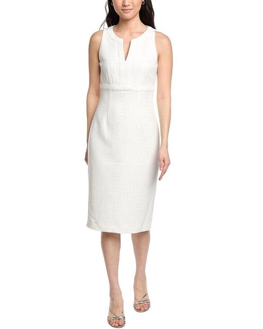 St. John White Contrast Framed Sheath Dress